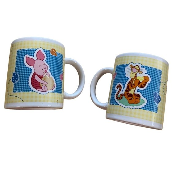 Disney WInnie the Pooh Harvest Gift Yellow Tigger Piglet Lot of 2 Mugs Cups Coff - Picture 2 of 5
